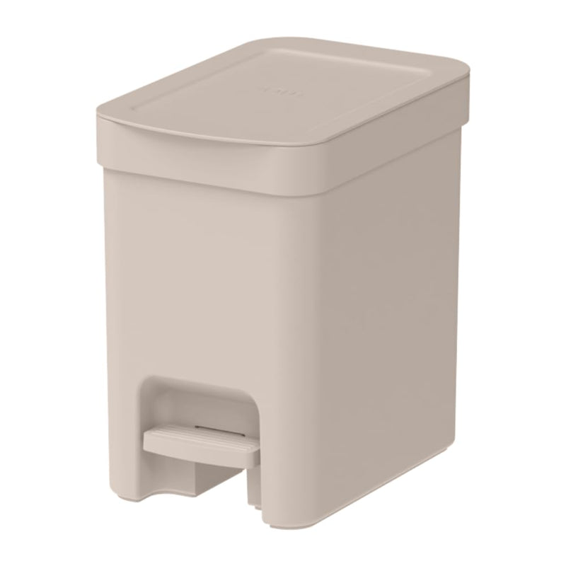 Lixeira para banheiro lavabo escritório pia area externa OU Trium 06 litros bege - Lixeira de banheiro com esconde saco lixeira quadrada Lixeira com pedal Lixeira bege "