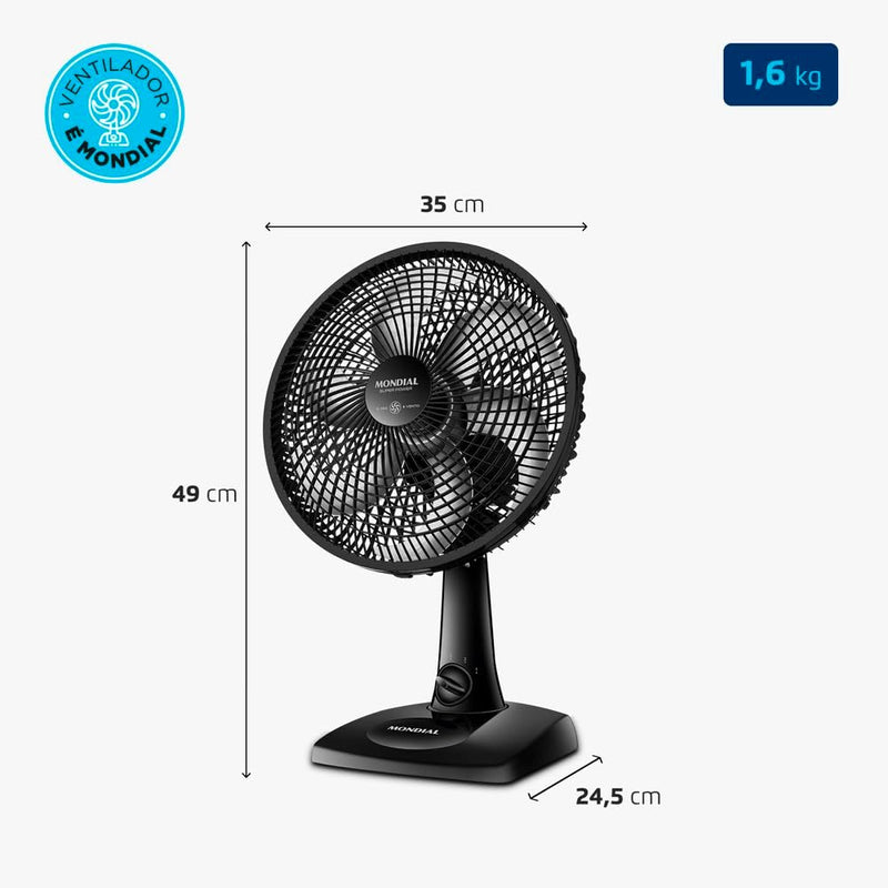 2 unidades - Ventilador de Mesa MONDIAL 110V, 30cm, 6 pás, Super Power