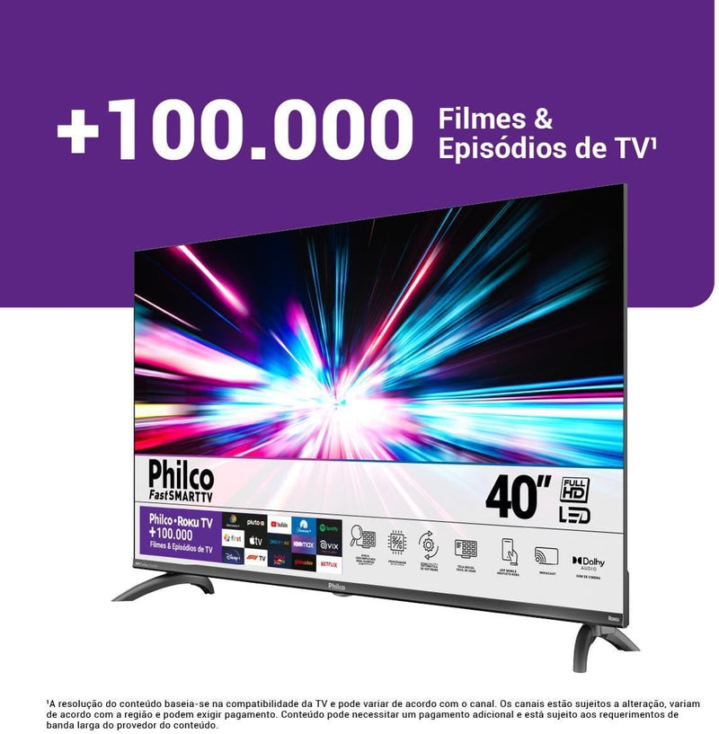 Smart TV 40” Philco Roku TV LED