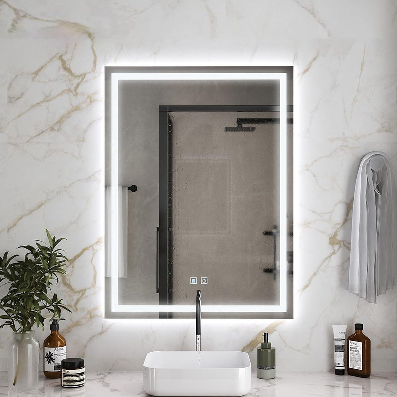 Espelho LED 3 Cores Banheiro Dual Touch c/Desembaçador (80CmX60Cm) 110v