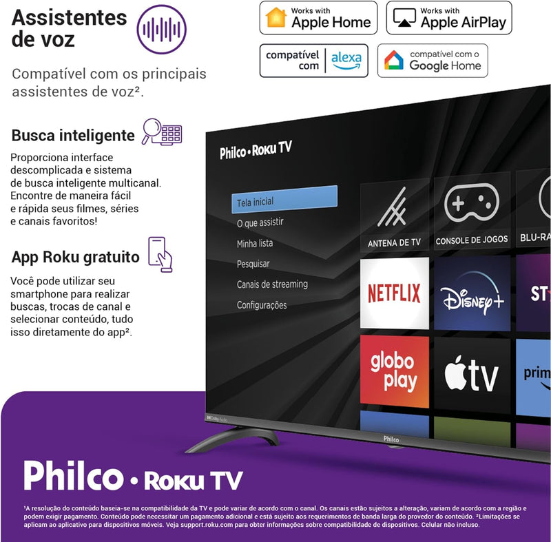 Smart TV 40” Philco Roku TV LED